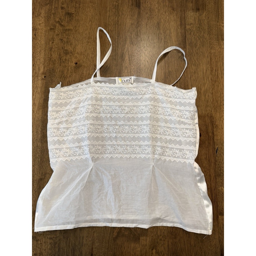 Vintage Laurel Escada White Cotton Camisole Top Embroidered Lace Size 36 Small